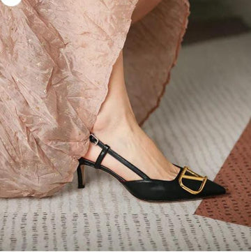V-Strap Black Heels