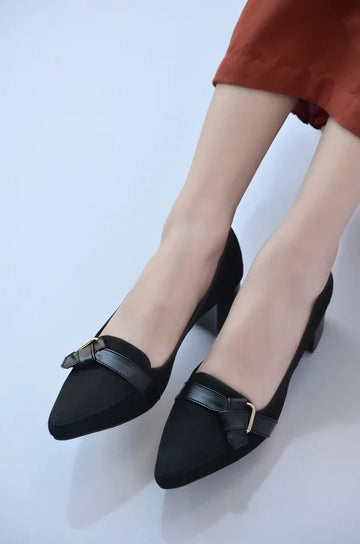 Elegant Suede Block Heel Loafers – Classic Charm with a Modern Lift