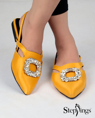 Yellow T-straps pumps