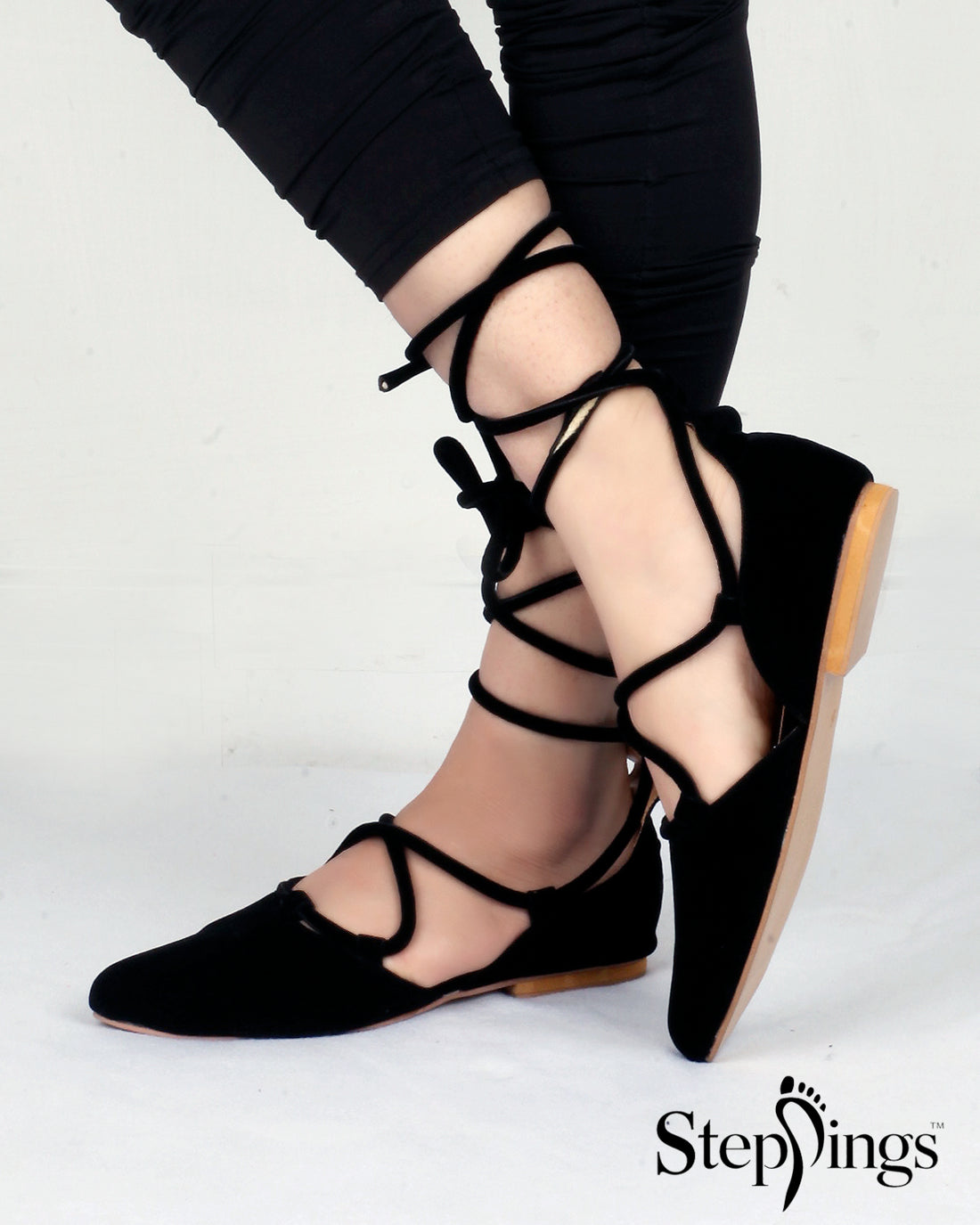 Black Cross Tied Pumps
