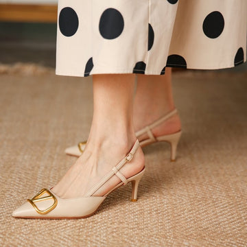 V-Strap Fawn Heels